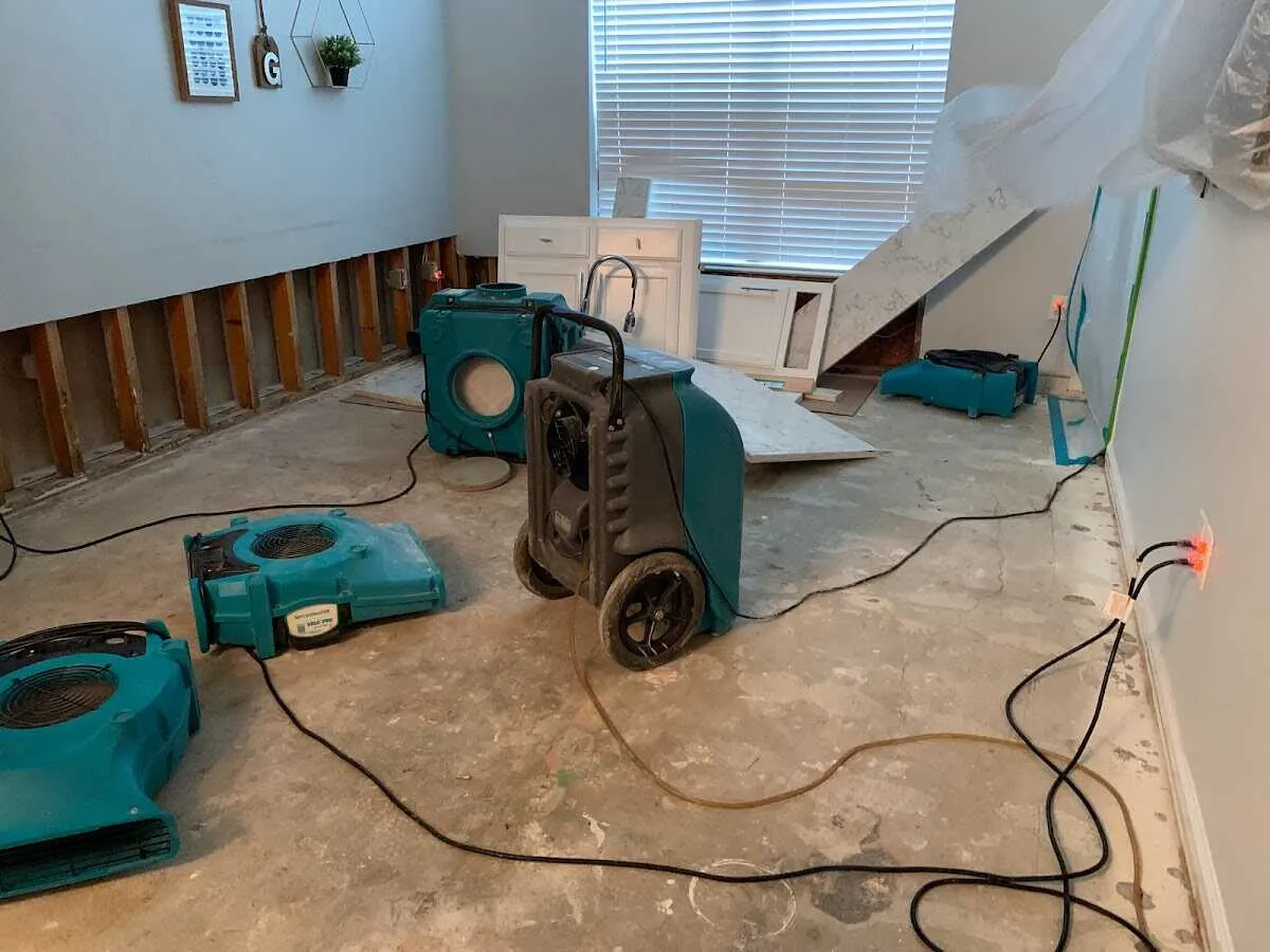 Dehumidifier in flood-cut room for Water Damage Restoration in Diamondhead